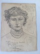 Hans Jørgen 
Korn 
(1888-1963):
Portræt af 
Helen.
Bly på papir.
Sign.: K.
Titel - "Under 
...