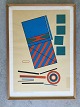 Mogens Lohmann 
(1918-85):
Kubistisk 
komposition 
1974.
Sign.: Mogens 
Lohmann 74.
Falmet plet 
...