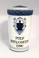 Royal 
Copenhagen. 
Apothecary jar. 
H. C. Örsteds 
Apothek. 
Powder. Amyl. 
C. Oxyd. Zinc. 
Height 22 ...