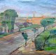 Gils, Hans 
Harald (1893 - 
1972) Danmark: 
By scene. Olie 
på lærred. 
Signeret 1932. 
97 x 97 ...
