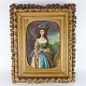 Gammel maleri 
på plade i 
malet 
gipsramme. 
Reproduktion af 
Thomas 
Gainsborough's 
portræt af ...
