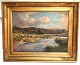 Viggo Pedersen. 
En aften ved 
Gudenaa. Mål 
incl ramme 
79*63 cm. 
(61*45 cm)