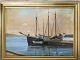 Gunner 
Bundgaard 
(1920-2005):
Parti fra 
havnen i 
Hadsund.
Olie på 
lærred.
Defekt på 
lærred ...