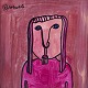 Kjell Hobjer 
(1951-2025), 
svensk 
kunstner, olie 
på plade.
Abstrakt/naivistisk 
stil.
Titel: ”En ...