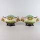 Et sæt ovale 
bordvaser i 
fajance i 
stilen art 
nouveau 
Majolica 
dekoreret med 
blade og agern. 
Nr. ...