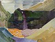 Orla Lehmann, 
svensk 
kunstner. 
Olie på 
malerplade.
Abstrakt 
landskab.
Polykrom ...