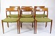 Seks 
spisebordsstole 
designet af 
Niels O. Møller 
i 1960’erne. 
Model 77 er 
udført i teak 
med ...