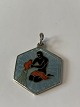 Aquarius zodiac sign Pendant with enamel in sterling silver.Stamp: 925s.Height with ...