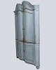 Large Baroque Corner Cabinet - Original Blue Paint & Brass Fittings - Natural Patina - Curved Doors - 1780s