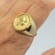 Frantz Hingelberg; Danish doctoral ring of 14k gold. Front in 23k gold with motif of Minerva ...