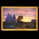 Jens Erik Carl Rasmussen, 1841-93, oil on canvas. Ship at the coast off Greenland. Signed and dated 1872. Visible size: 98x156cm. With frame: 112x170cm