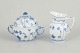 Royal Copenhagen Blue Fluted Plain, sugar bowl with lid and creamer.Hand-painted porcelain ...