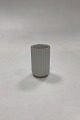 Lyngby Vase, small. White fluted shape with gold rim. Measures 8 cm / 3.15 in.