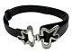 Georg Jensen sterling silver, Splash bracelet with original black leather.Designed by ...