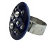 Royal Copenhagen sterling silver ring with dark blue porcelain on top.Ring size 53. The top ...