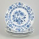 Meissen Blue Onion, set of four dinner plates.