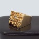 Kraftig signetring i 14 kt. guld med diamant