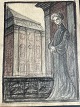 Erick Struckmann (1875-1962):Dame ved klassiske bygninger.Farvekridt/kul på papir.Sign.: ...