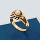 Bernhard Hertz; Ring in 14k gold with enamel and pearl.Ring size 54.Stamped "BH ...