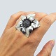 Regitze Overgaard for Georg Jensen; Blomster ring i sølv med månesten, nr. 562b. Ring str. ...
