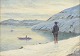 Emanuel A. Petersen, oliemaleri, listet dansk billedkunstner.Stemningsfuldt grønlandsk ...