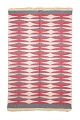 Rölakan rug.Handwoven Swedish Rölakan wool rug with a geometric pattern in red, grey and ...