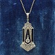 Art deco necklace of 18 kt. gold and platinum set with diamonds and onyx. Chain with safety ...