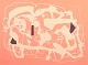 Robert Jacobsen, “Sjælebilleder”, serigrafi, listet dansk billedkunstner.Abstrakt ...