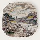 Myott, Fine Staffordshire Ware, Rural Scene, Firkantet fad, 20cm x 20cm *Pæn stand*