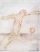 Nis Schmidt, "Pietà IV", mixed media på papir, listet ...