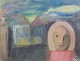Wiliam Skotte Olsen, figurativ komposition, olie på lærred, listet dansk kunstner.Ekspressiv ...