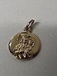 This beautiful gold medallion features a classic Catholic motif of the Virgin Mary with the ...