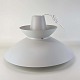 Loftslampe i lysegrå aluminium med hvid porcelænsfatning. Minder meget om ...