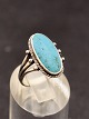 Sterling sølv ring størrelse 54 med turkis emne nr. 650948