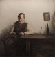 1) Opus 
43."Hendrik" 
Læsende mand 
ved bord. 
Lysmål 20 x 19 
cm. 
Farcemezzotinte 
1924 Nyere ...