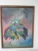 Palle 
Wennerwald 
(1898-1972):
Komposition 
med 
"forskrækket" 
fugl
Olie på 
lærred.
Sign.: P. ...