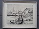 Jacob Meyer 
(1895-1971):
Parti fra 
Skagen havn.
Radering.
Betitlet 
bagpå.
Sign.: J.M. i 
...