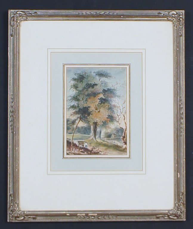 Watercolor on paper. Unsigned. Landscape. 19 c.