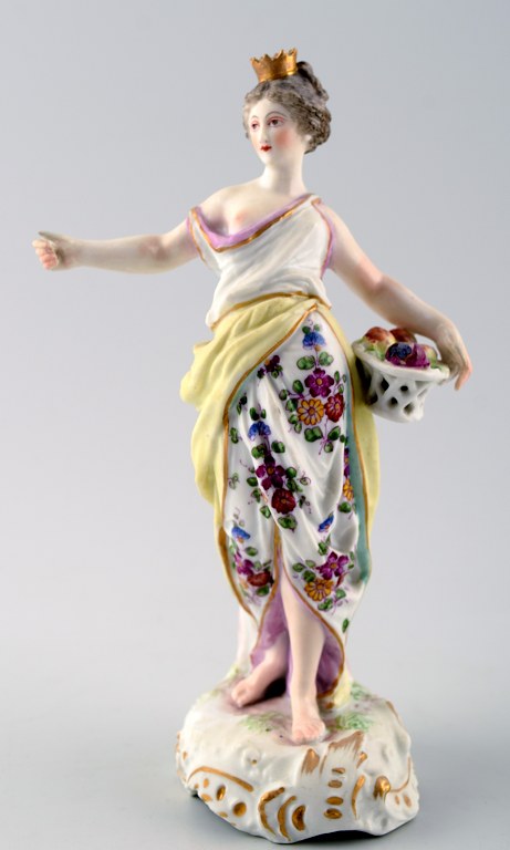 Antik porcelænsfigur i Meissen stil, sent 1800-tallet. Overglasur.