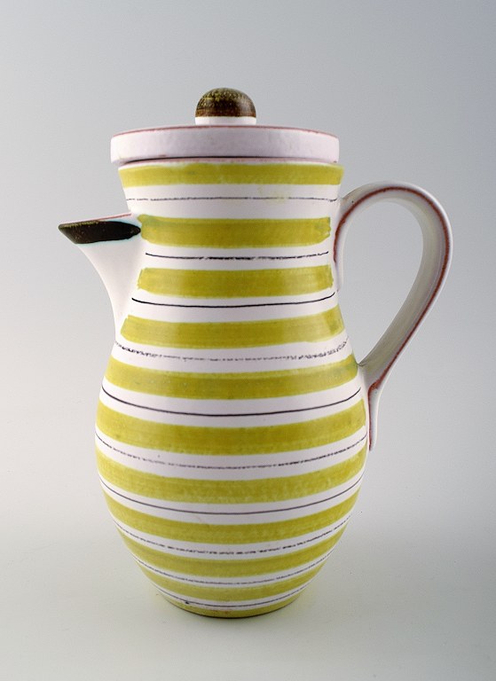 Stig Lindberg "studio hand", Gustavsberg. 
Lidded earthenware jug with hand-painted decoration.