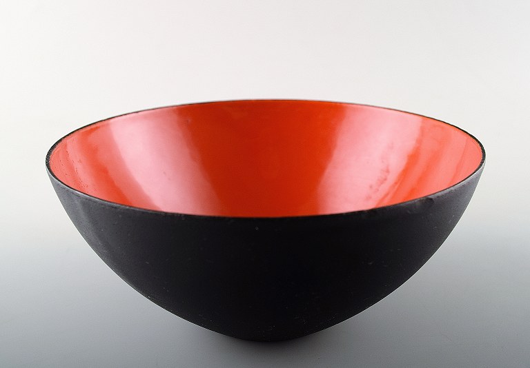 Krenit bowl by Herbert Krenchel. Black metal and orange enamel. 
Denmark 1970s.