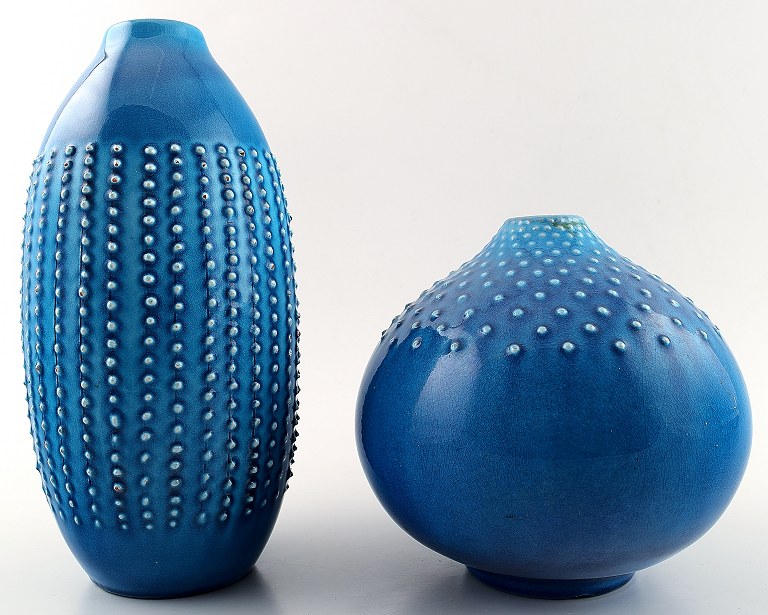 Knapstrup, two vases in glazed earthenware.
