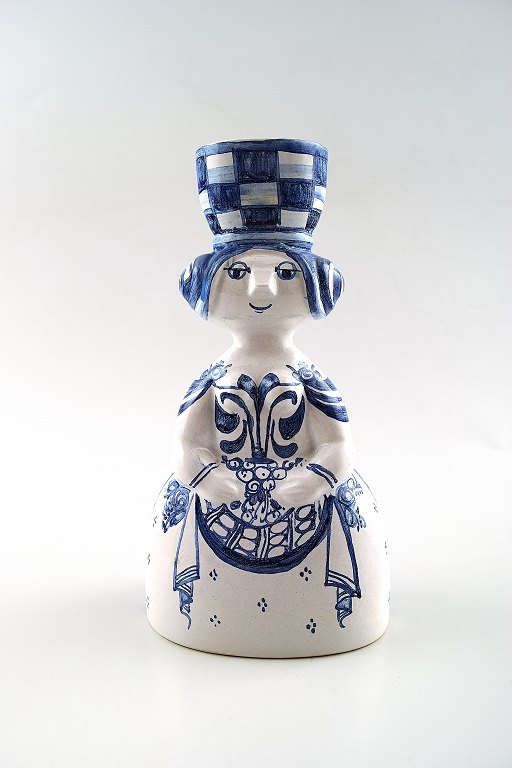 Bjorn Wiinblad unique ceramics candlestick / figure, woman. Rare.
