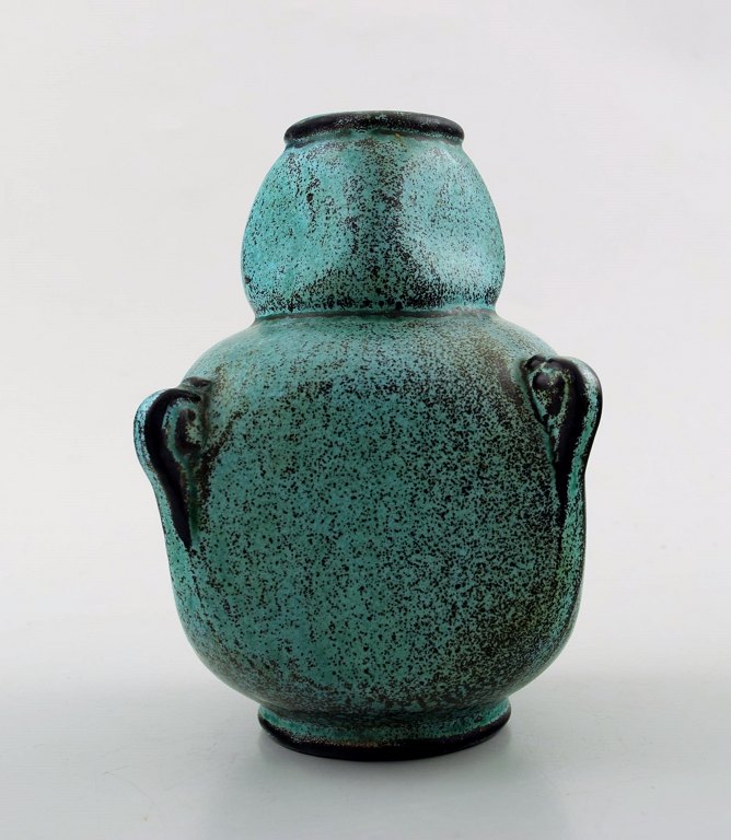 Svend Hammershoi for Kähler, Denmark, glazed stoneware art pottery vase, 1930s.