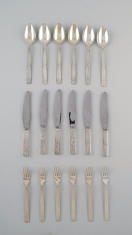 Bernadotte silverware Georg Jensen complete lunch service for 6 pers. 18 parts.