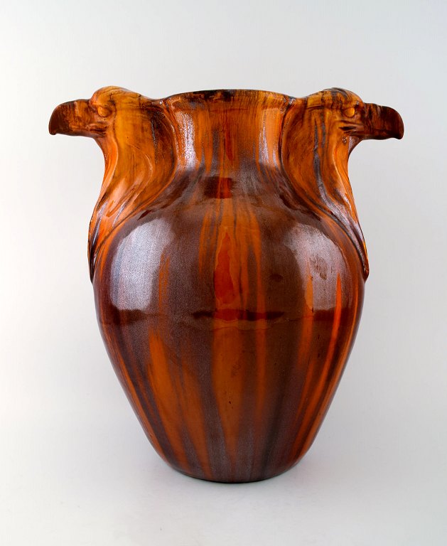 Karl Hansen Reistrup for Kähler, Denmark, large floor vase with eagle