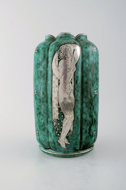 Wilhelm Kåge, Gustavsberg, Argenta vase i keramik, Art deco. Nøgne kvinder.