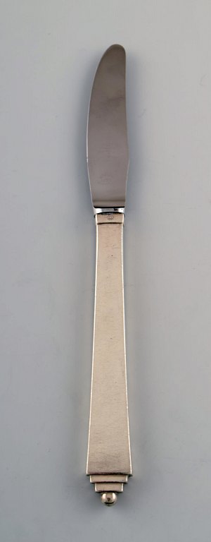 Georg Jensen sterlingsølv Pyramide frokostkniv, langt skaft. 
