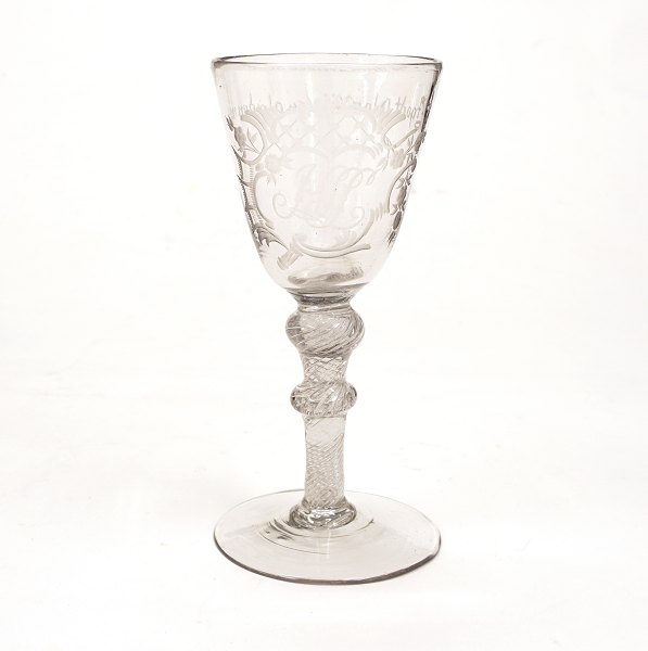 A Norwegian wine glass, chrystaldesert. Nøstetangen circa 1760-70. H: 16,5cm