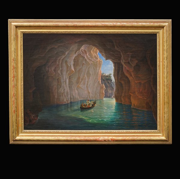 Friedrich Thöming, 1802-73: The Blue Cave, Capri, Italy. Signed and dated Roma 
1854. Visible size: 73x97cm. With frame: 84x118cm